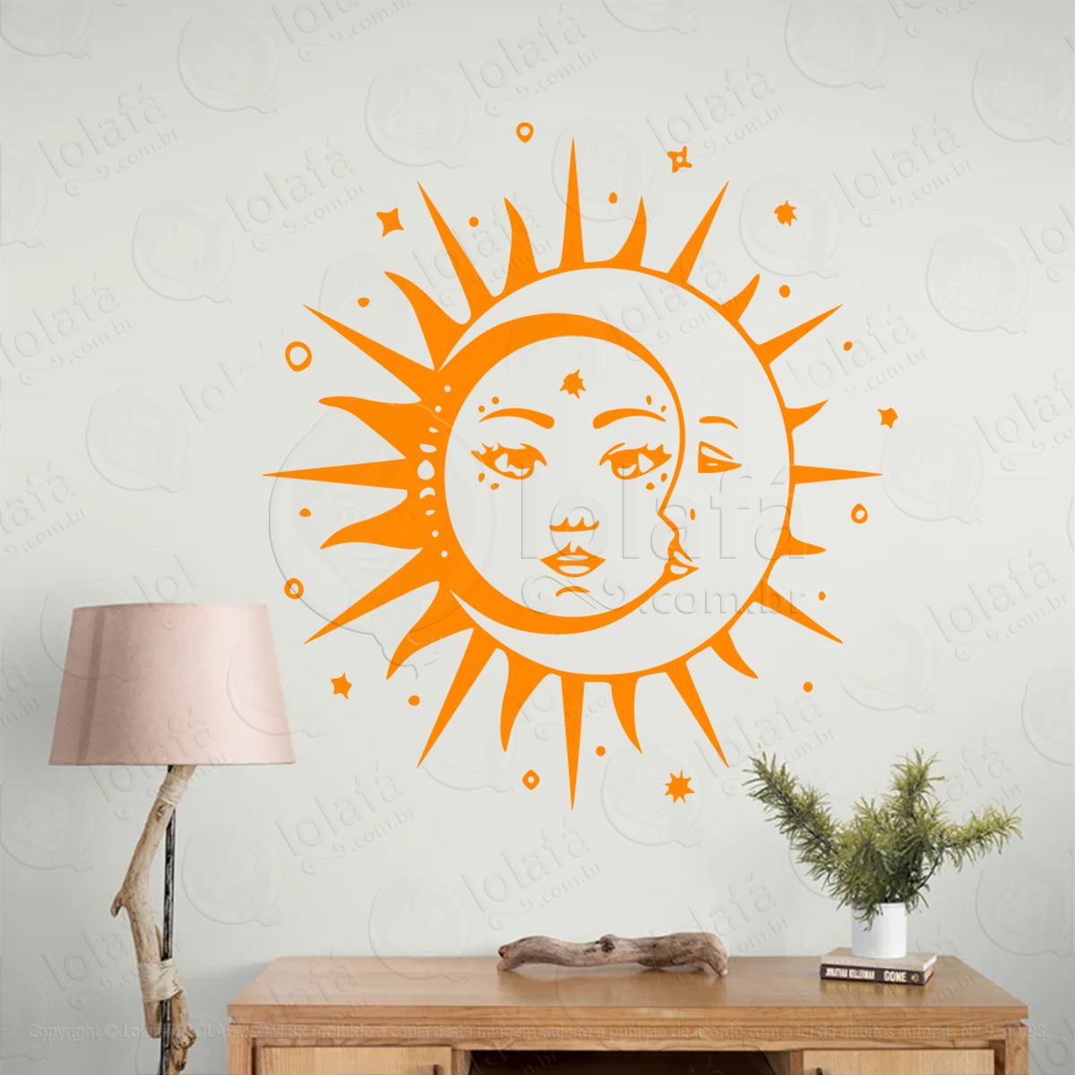 Sol Dentro da Lua Sun Inside Moon Adesivo de Parede Decorativo para Casa, Sala, Quarto, Vidro e Altar Ocultista Mod:117