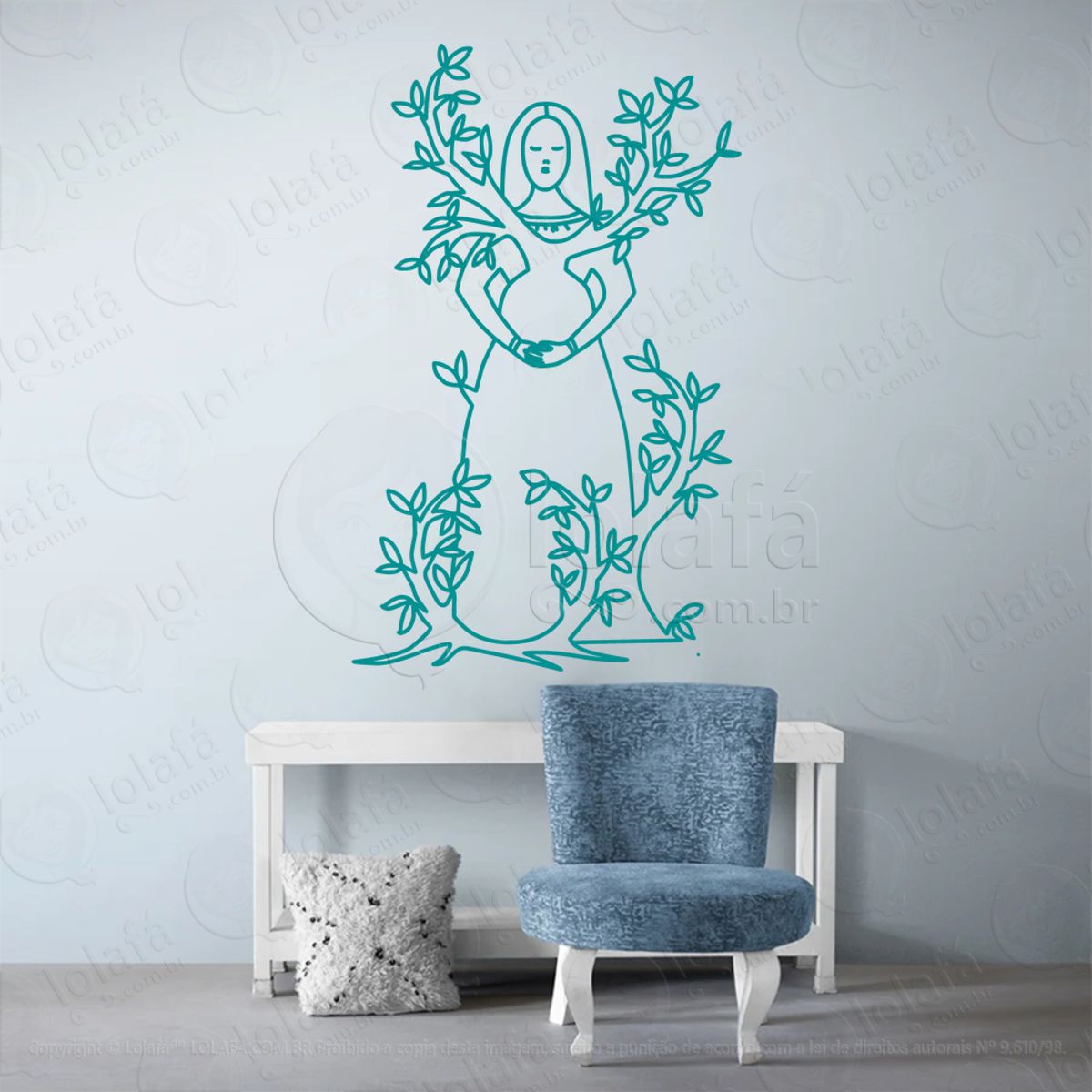 Mulher Árvore Tree Woamn Adesivo de Parede Decorativo para Casa, Sala, Quarto, Vidro e Altar Ocultista Mod:122