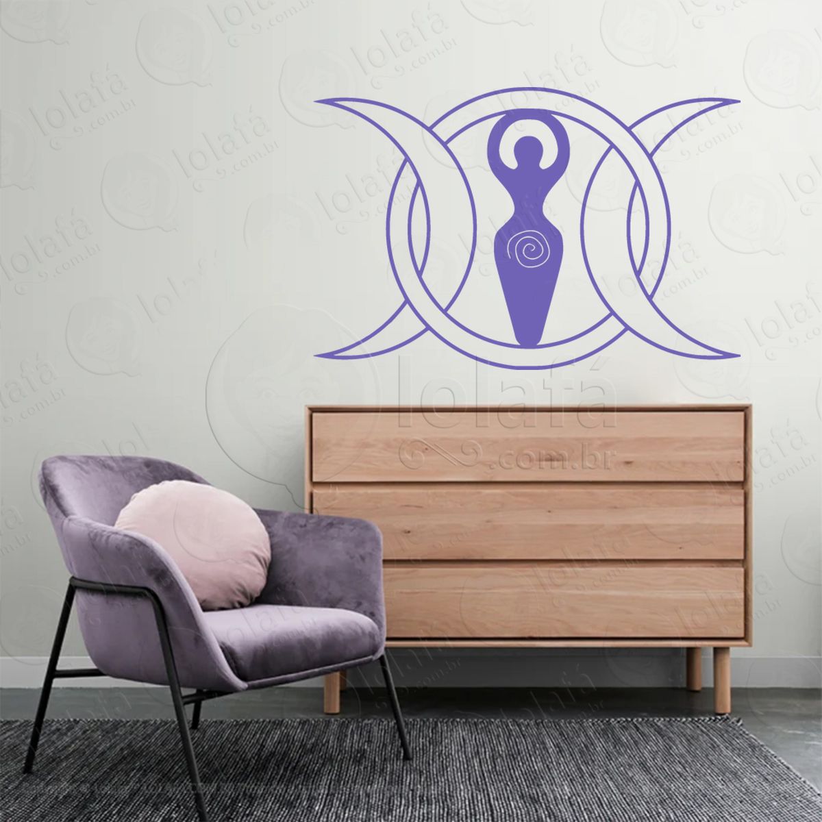 Espiral Triluna Trimoon Spiral Adesivo de Parede Decorativo para Casa, Sala, Quarto, Vidro e Altar Ocultista Mod:125