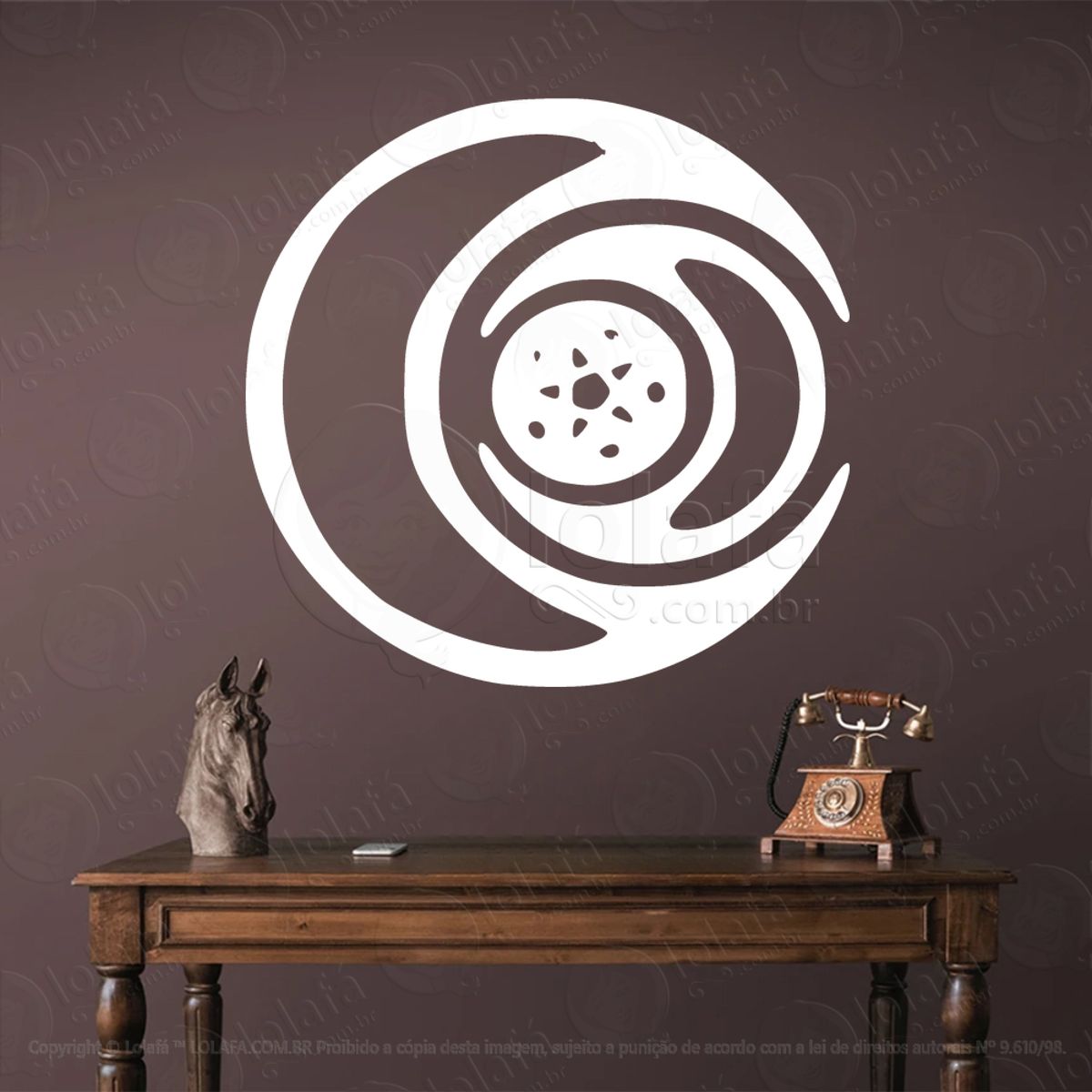 Símbolo Wicca da Deusa Tríplice Triple Goddess Wiccan Symbol Adesivo de Parede Decorativo para Casa, Sala, Quarto, Vidro e Altar Ocultista Mod:130