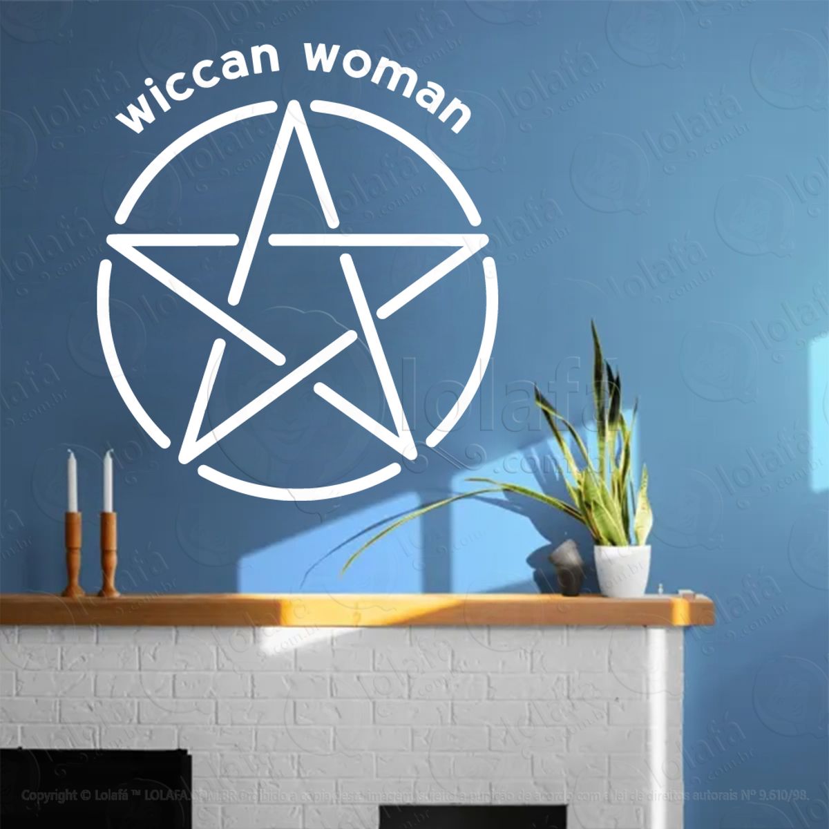 Mulher Wicca Pentagrama Woman Adesivo de Parede Decorativo para Casa, Sala, Quarto, Vidro e Altar Ocultista Mod:138