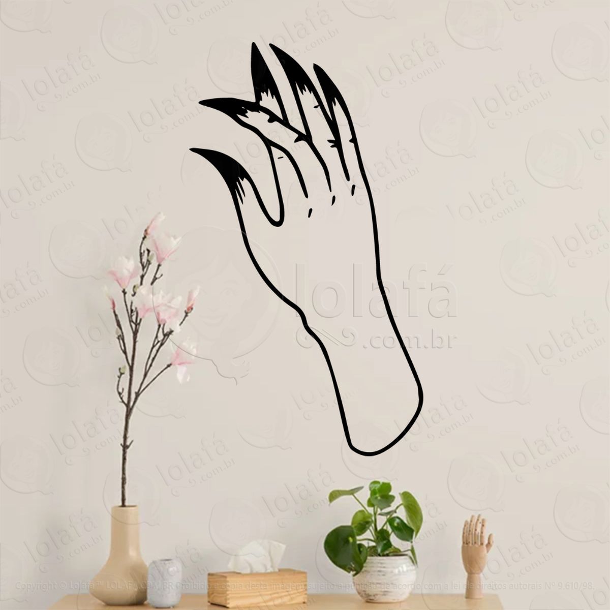 Mão de Bruxa Witches Hand Adesivo de Parede Decorativo para Casa, Sala, Quarto, Vidro e Altar Ocultista Mod:140
