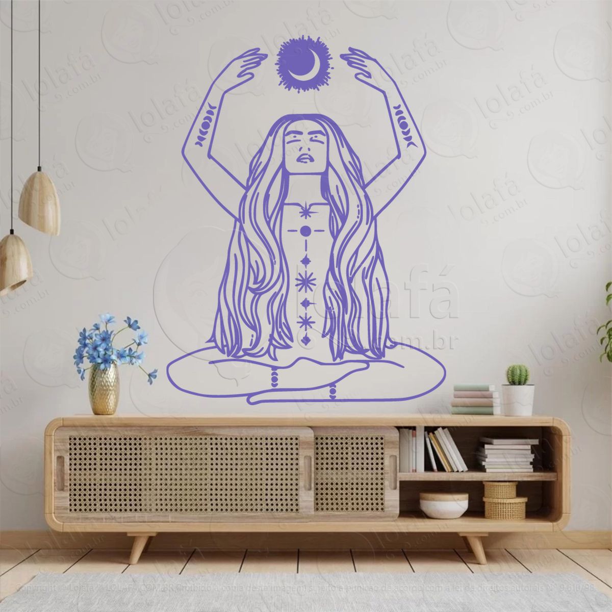 Mulher Lua Woman Moon Adesivo de Parede Decorativo para Casa, Sala, Quarto, Vidro e Altar Ocultista Mod:143
