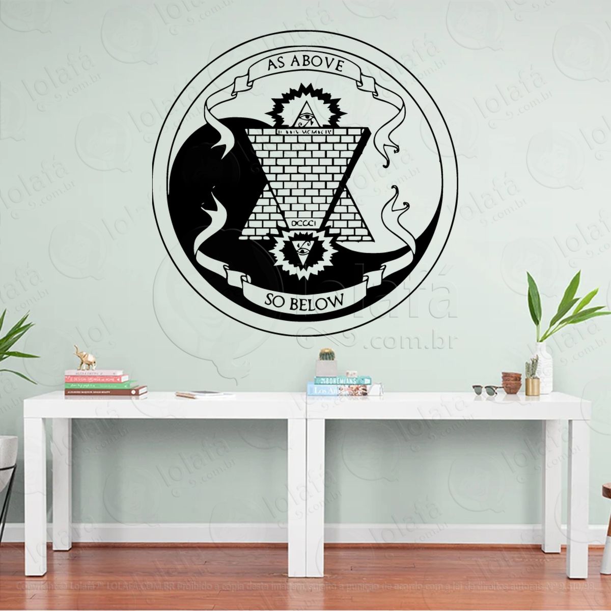 As Above So Below Wheel Adesivo de Parede Decorativo para Casa, Sala, Quarto, Vidro e Altar Ocultista Mod:150