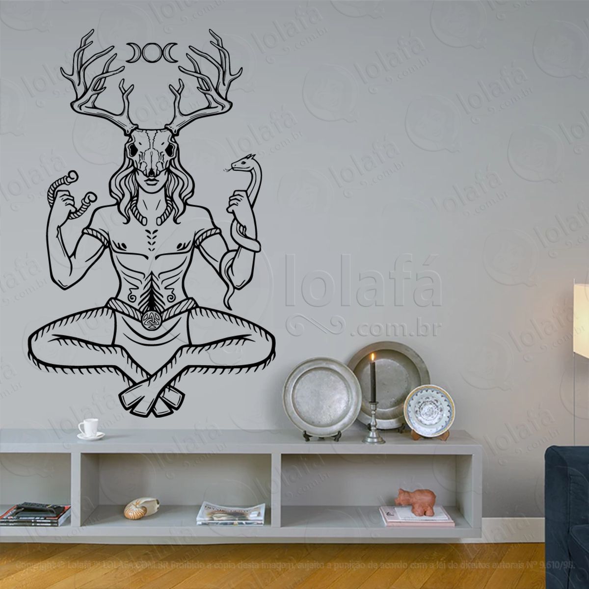 Cerrunos Adesivo de Parede Decorativo para Casa, Sala, Quarto, Vidro e Altar Ocultista Mod:158