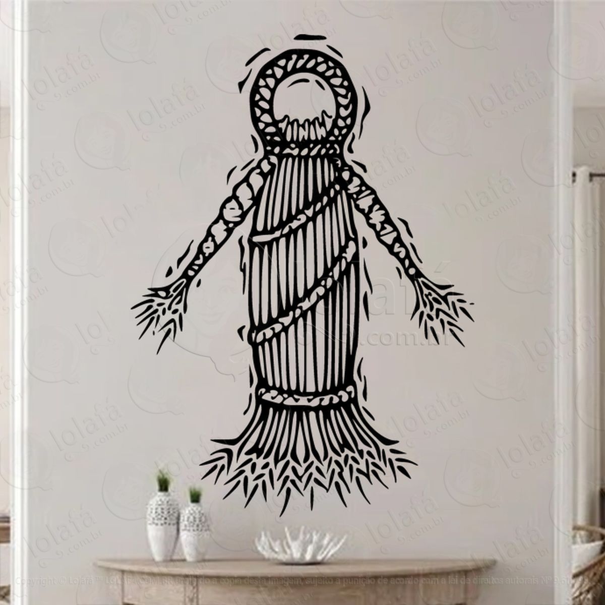 Boneco de Palha Corn Dolly Adesivo de Parede Decorativo para Casa, Sala, Quarto, Vidro e Altar Ocultista Mod:159