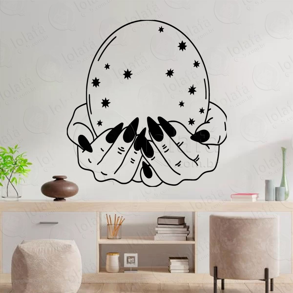 Estrelas Bola de Cristal Crystal Ball Stars Adesivo de Parede Decorativo para Casa, Sala, Quarto, Vidro e Altar Ocultista Mod:163
