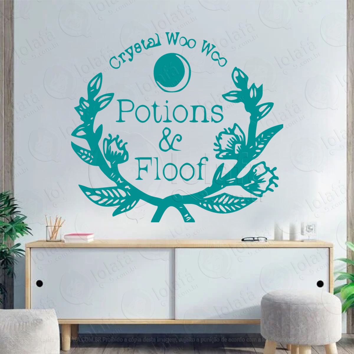 Cristal Woo Woo Adesivo de Parede Decorativo para Casa, Sala, Quarto, Vidro e Altar Ocultista Mod:164