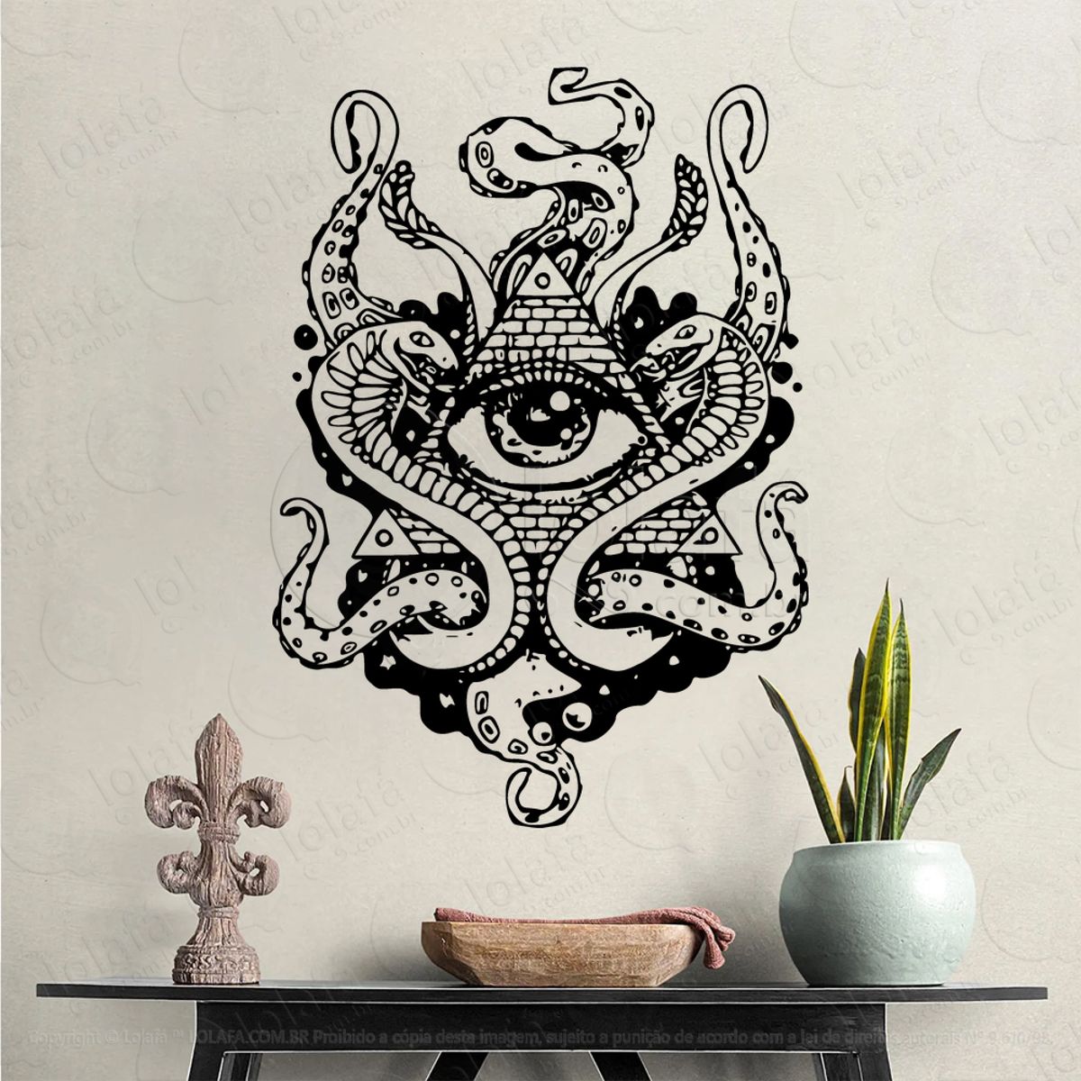 Pirâmide de Cthullu Pyramid Adesivo de Parede Decorativo para Casa, Sala, Quarto, Vidro e Altar Ocultista Mod:167