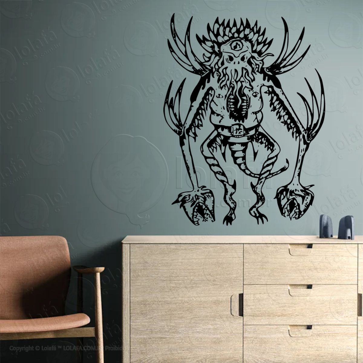 Demônio Demon Adesivo de Parede Decorativo para Casa, Sala, Quarto, Vidro e Altar Ocultista Mod:168