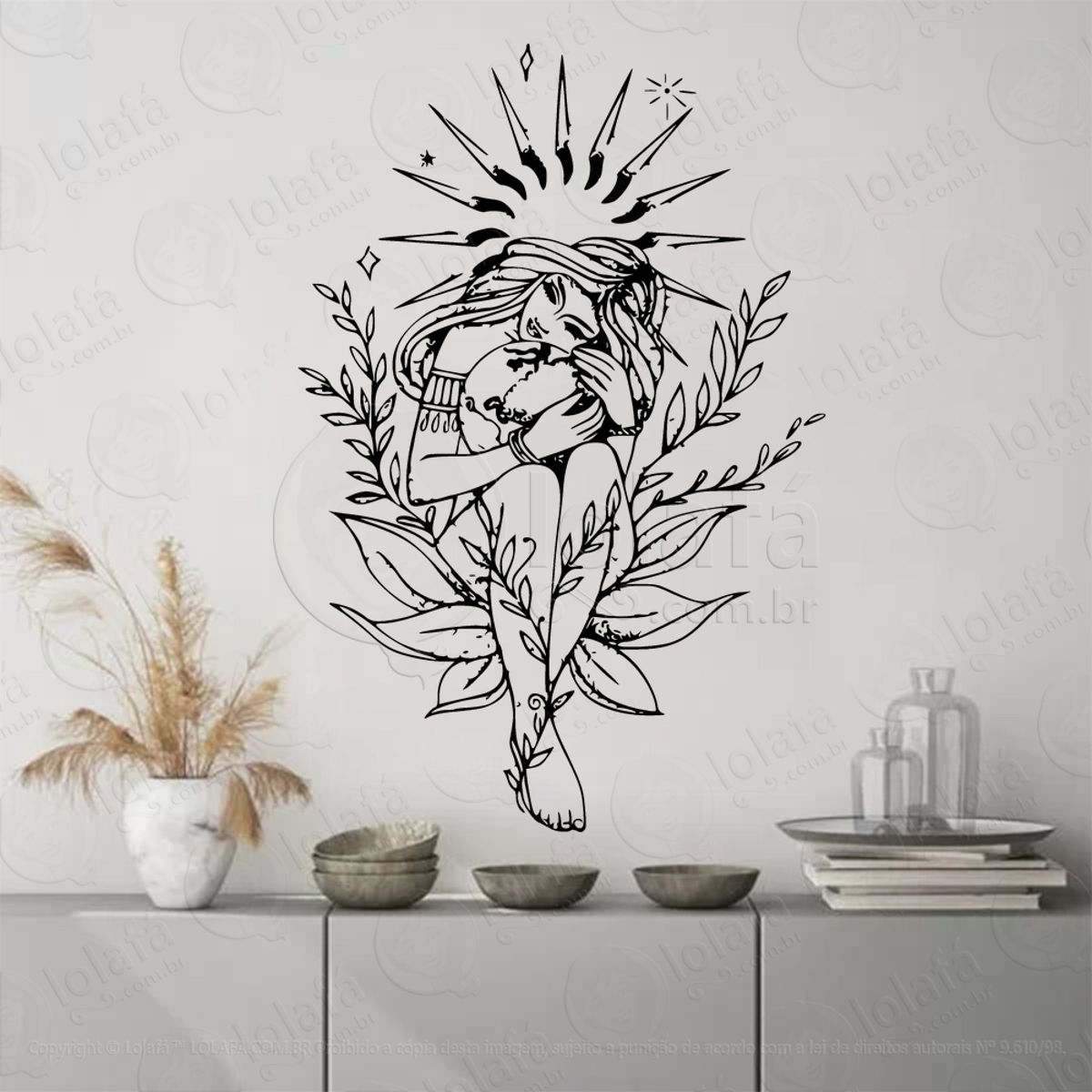 Mãe Terra Earth Mother Adesivo de Parede Decorativo para Casa, Sala, Quarto, Vidro e Altar Ocultista Mod:170