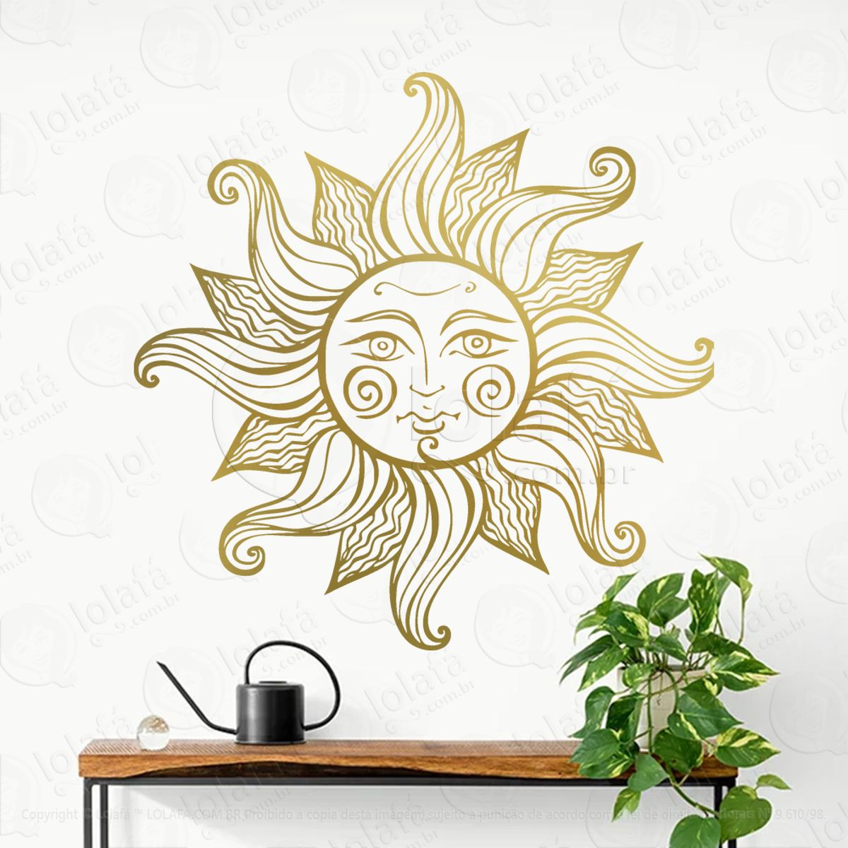 Face do Sol Face Sun Adesivo de Parede Decorativo para Casa, Sala, Quarto, Vidro e Altar Ocultista Mod:172