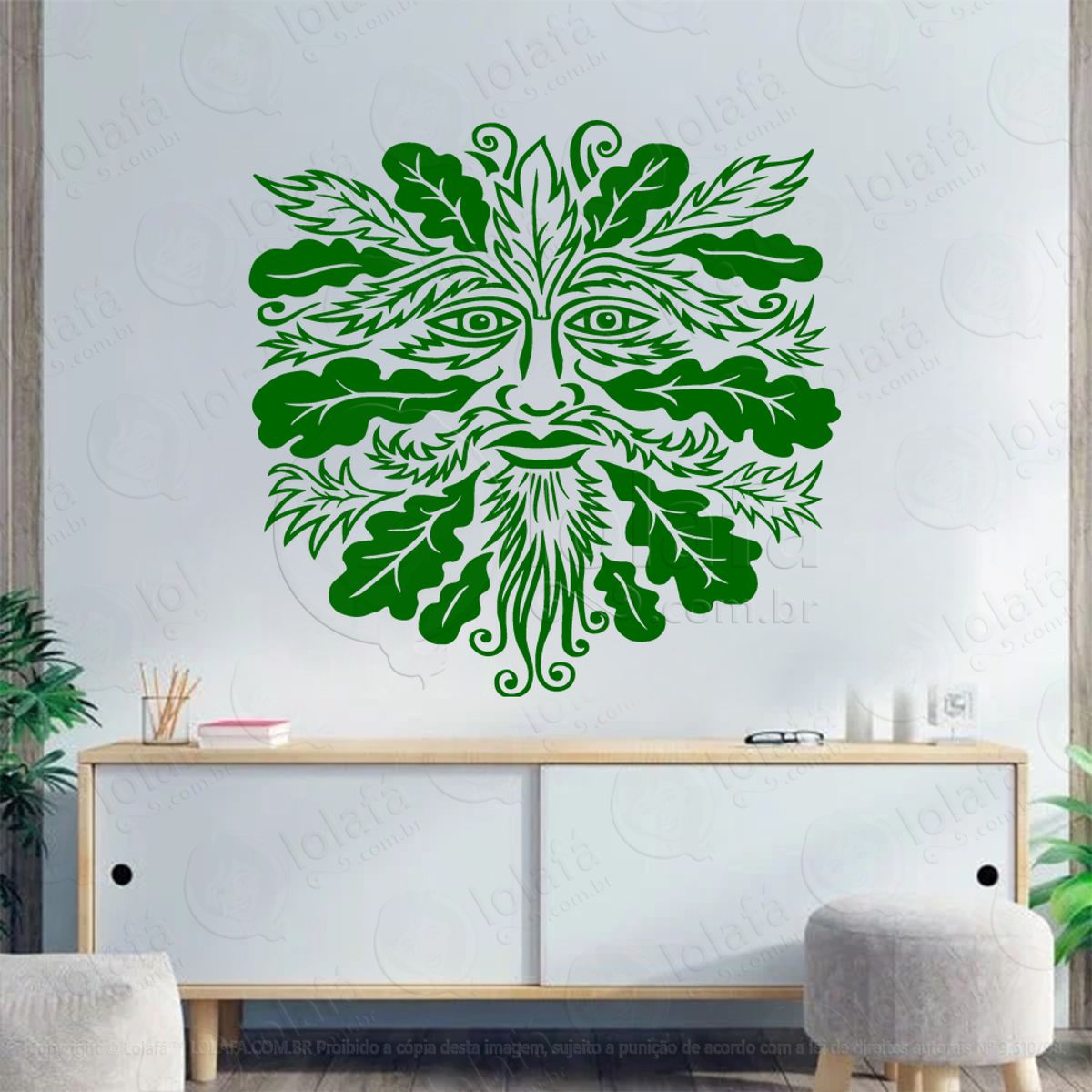 Homem Verde Black Oak Green Man Adesivo de Parede Decorativo para Casa, Sala, Quarto, Vidro e Altar Ocultista Mod:181