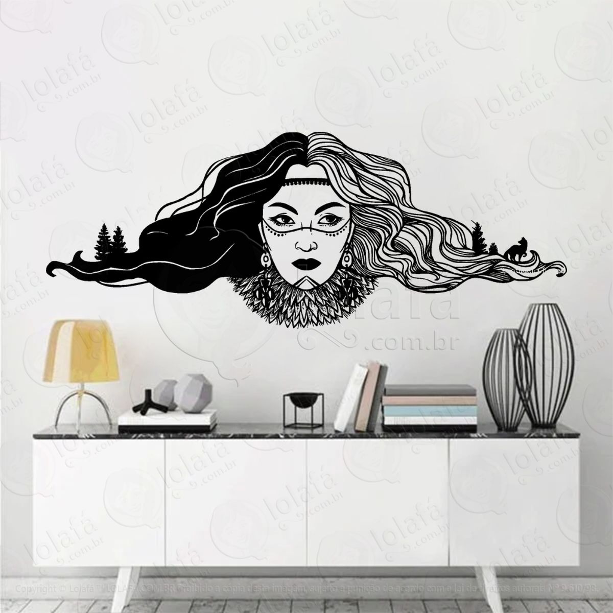 Mulher Paisagem Landscape Woman Adesivo de Parede Decorativo para Casa, Sala, Quarto, Vidro e Altar Ocultista Mod:193