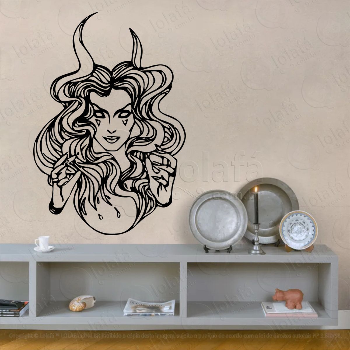 Lilith Adesivo de Parede Decorativo para Casa, Sala, Quarto, Vidro e Altar Ocultista Mod:194