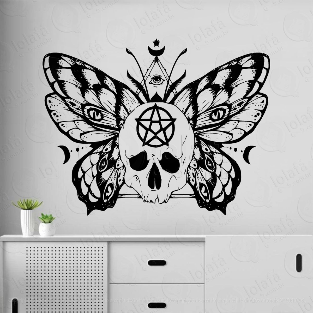 Borboleta Mágica da Wicca Adesivo de Parede Decorativo para Casa, Sala, Quarto, Vidro e Altar Ocultista Mod:196
