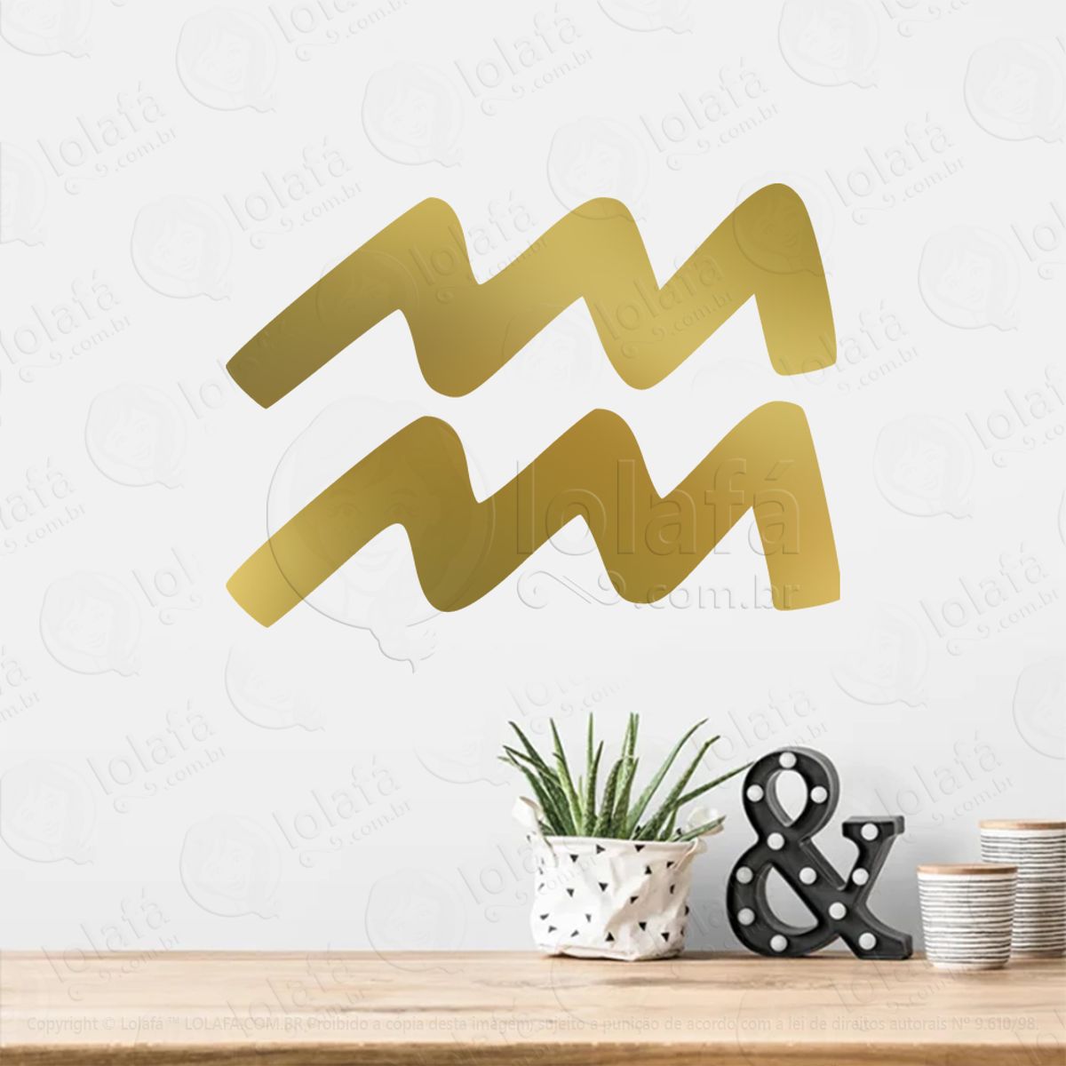 Símbolo de Aquário Astrologia Aquarius Adesivo de Parede Decorativo para Casa, Sala, Quarto, Vidro e Altar Ocultista Mod:200