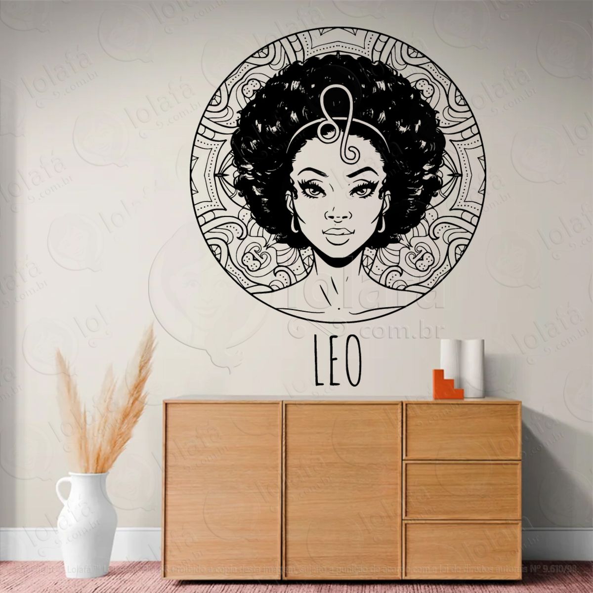 Mandala Signo de Leão Astrologia Leo Adesivo de Parede Decorativo para Casa, Sala, Quarto, Vidro e Altar Ocultista Mod:209