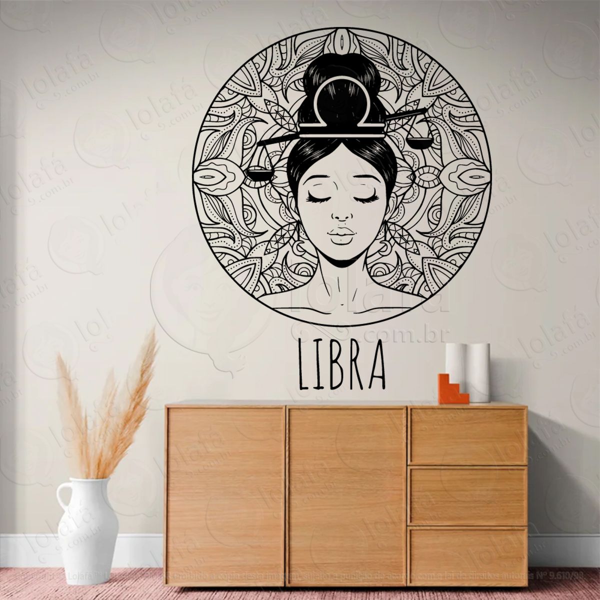 Mandala Signo de Libra Astrologia Adesivo de Parede Decorativo para Casa, Sala, Quarto, Vidro e Altar Ocultista Mod:211