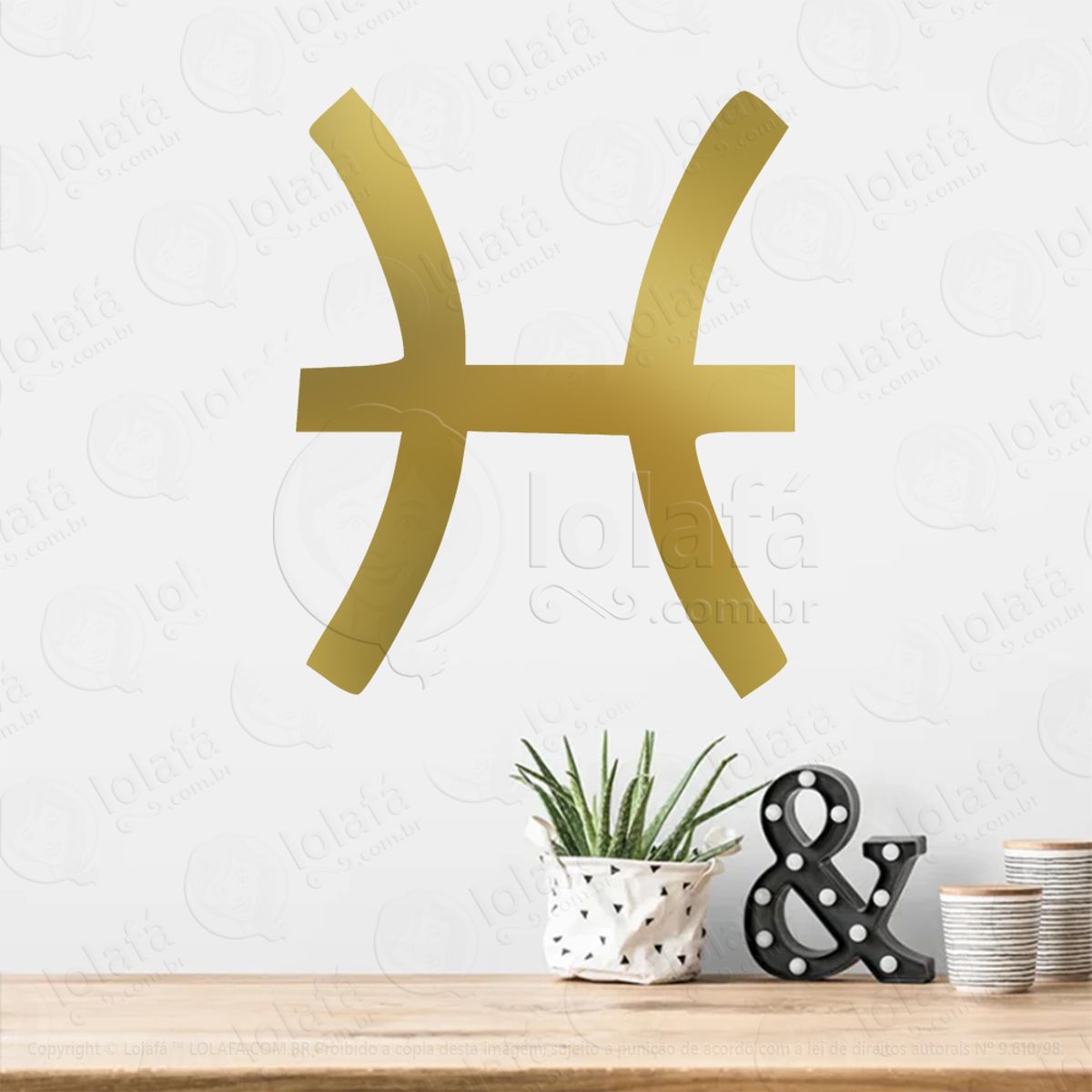 Símbolo de Peixes Astrologia Pisces Adesivo de Parede Decorativo para Casa, Sala, Quarto, Vidro e Altar Ocultista Mod:213