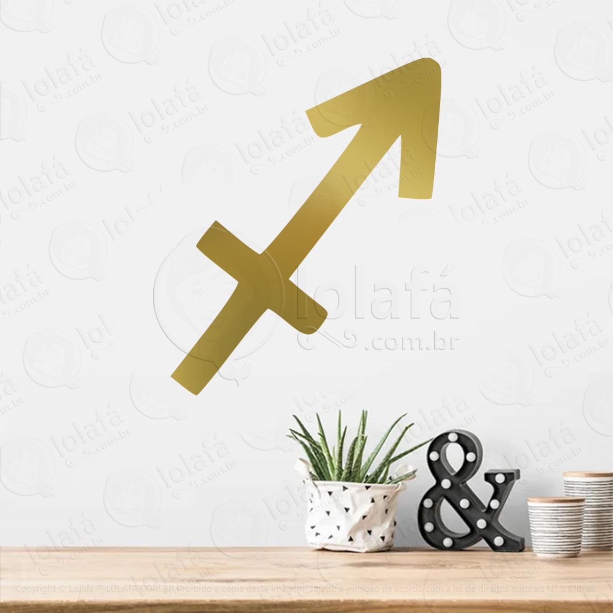 Símbolo de Sagitário Astrologia Sagittarius Adesivo de Parede Decorativo para Casa, Sala, Quarto, Vidro e Altar Ocultista Mod:215