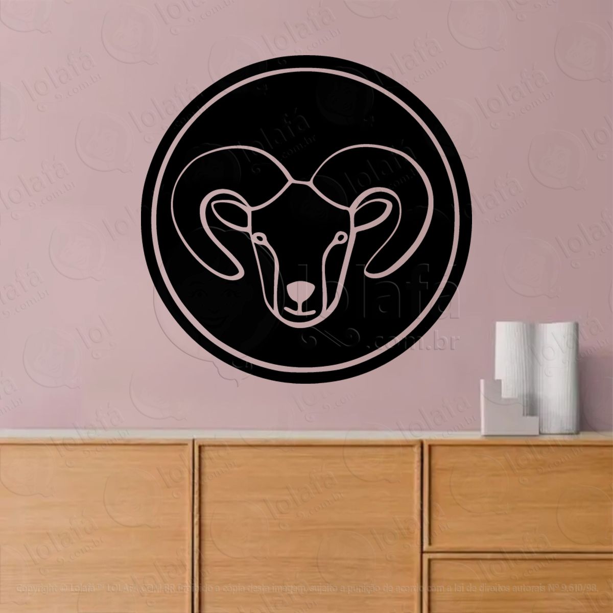 Mandala Signo de Áries Astrologia Adesivo de Parede Decorativo para Casa, Sala, Quarto, Vidro e Altar Ocultista Mod:219