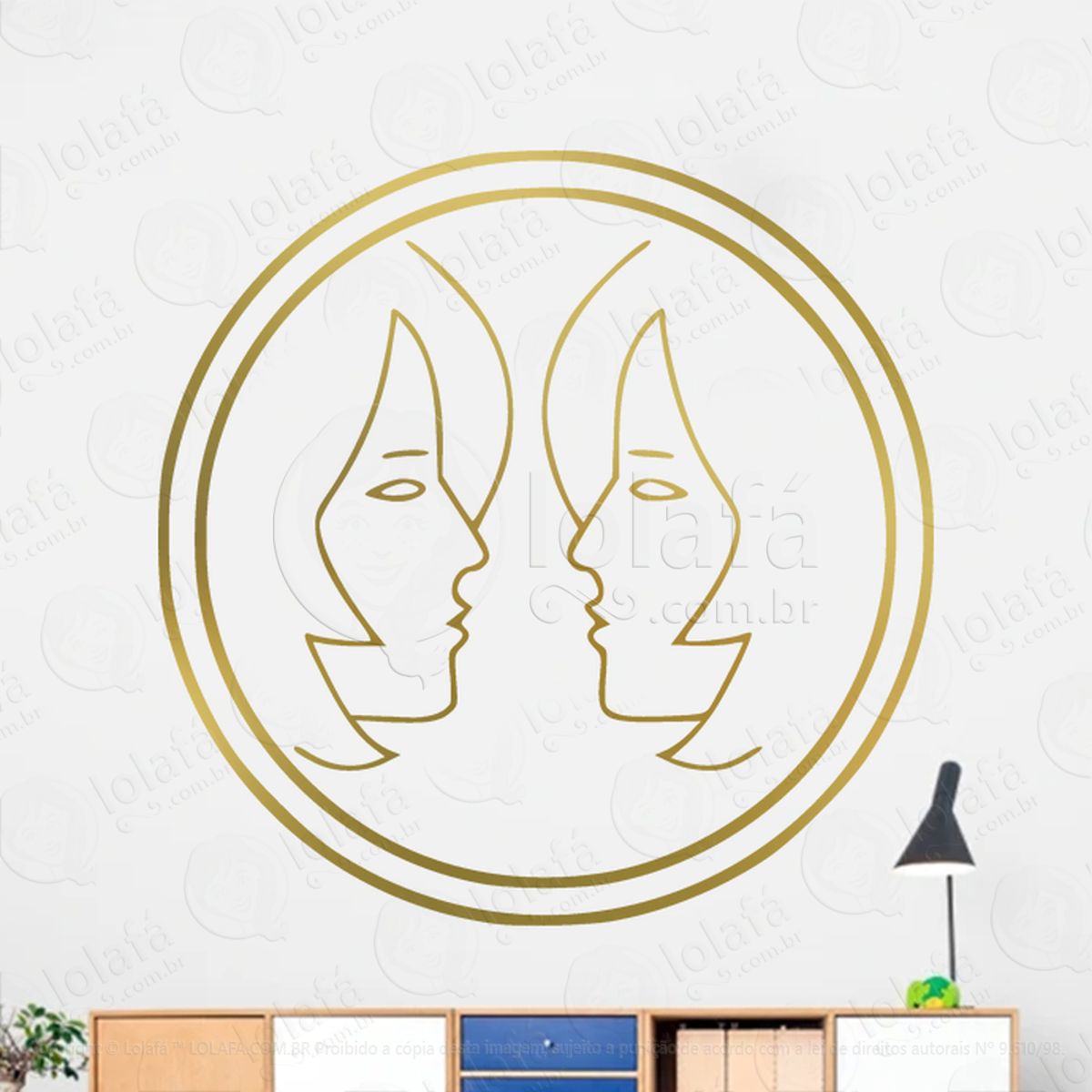 Mandala Signo de Simples Gêmeos Astrologia Gemini Adesivo de Parede Decorativo para Casa, Sala, Quarto, Vidro e Altar Ocultista Mod:223