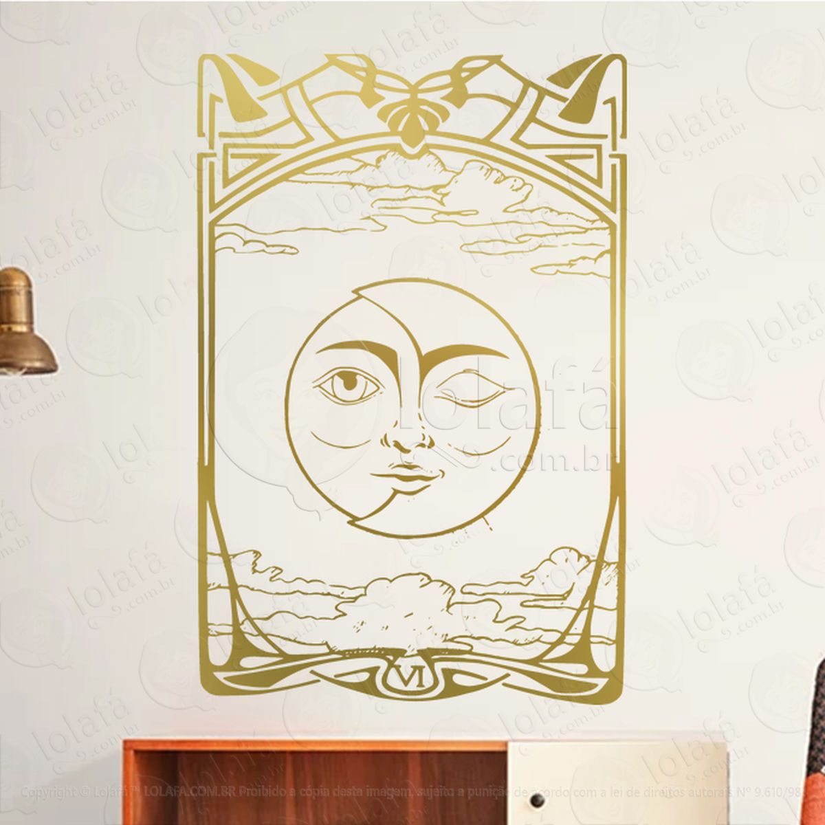 Tarô dos Amantes the Lovers Tarot Adesivo de Parede Decorativo para Casa, Sala, Quarto, Vidro e Altar Ocultista Mod:236
