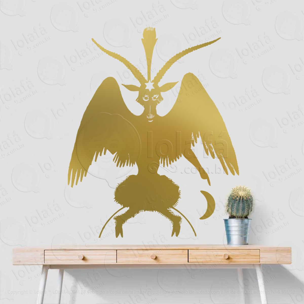 Baphomet Adesivo de Parede Decorativo para Casa, Sala, Quarto, Vidro e Altar Ocultista Mod:242