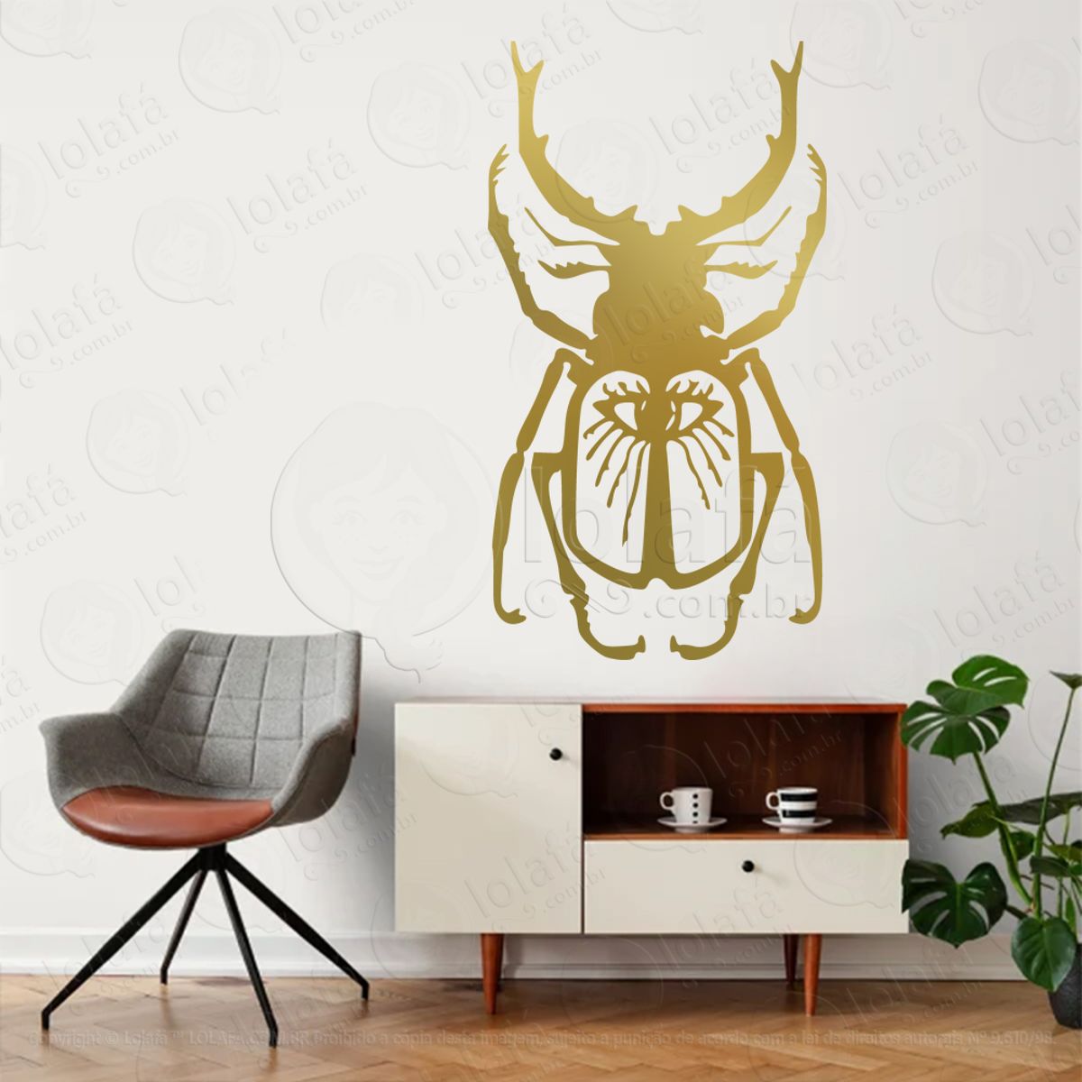 Besouro Beetle Adesivo de Parede Decorativo para Casa, Sala, Quarto, Vidro e Altar Ocultista Mod:243