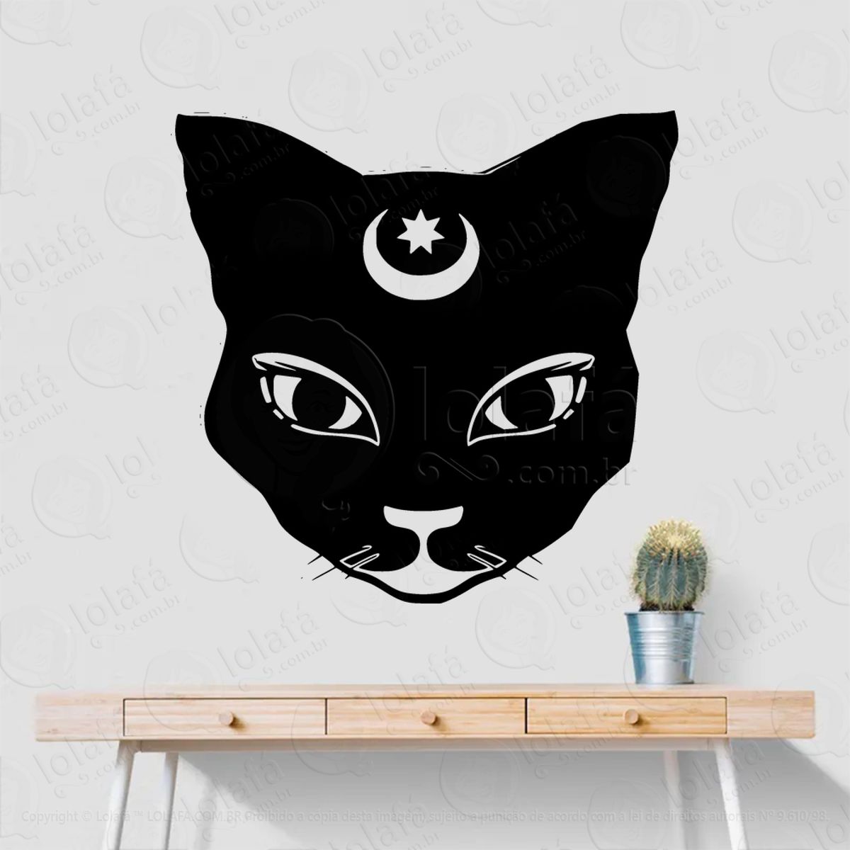Gato Preto Black Cat Adesivo de Parede Decorativo para Casa, Sala, Quarto, Vidro e Altar Ocultista Mod:245