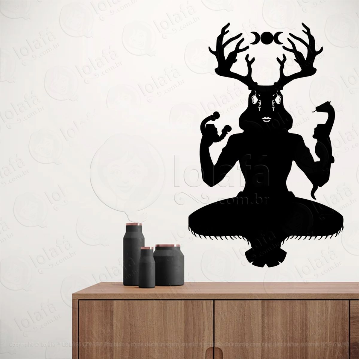Cerrunos Adesivo de Parede Decorativo para Casa, Sala, Quarto, Vidro e Altar Ocultista Mod:247