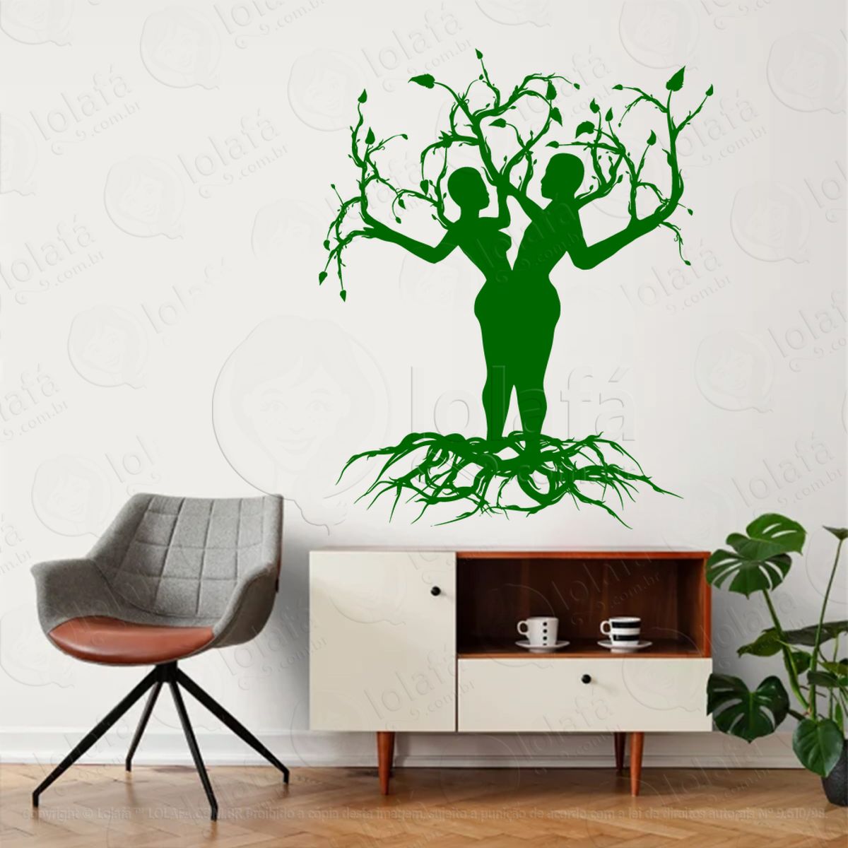 Árvore de Casal Homem e Mulher Couple Tree Adesivo de Parede Decorativo para Casa, Sala, Quarto, Vidro e Altar Ocultista Mod:248