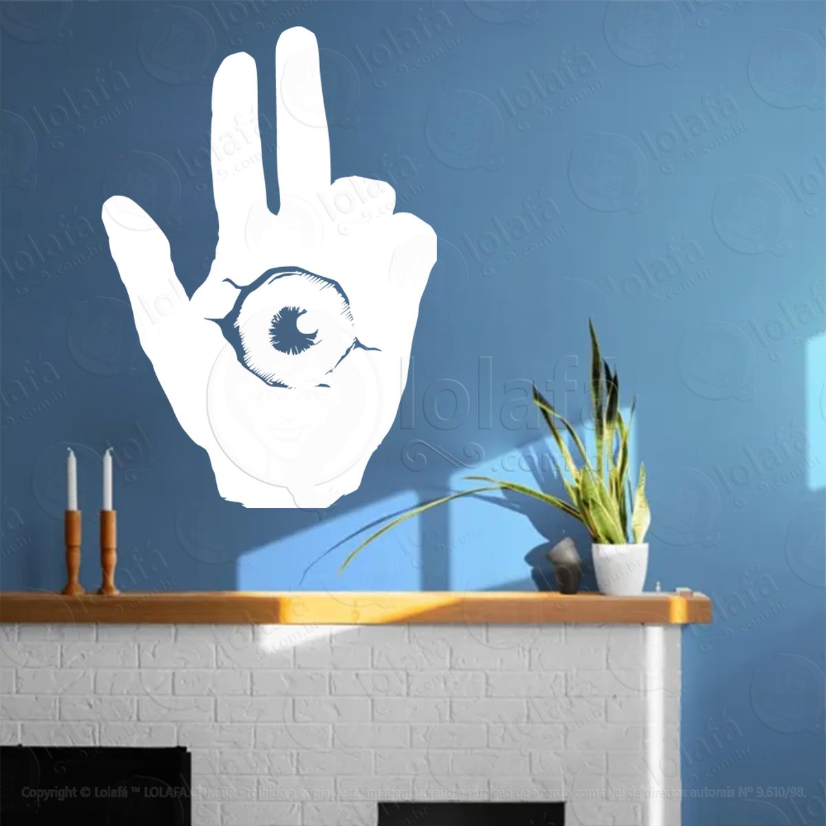 Olho na Mão Eye In Hand Adesivo de Parede Decorativo para Casa, Sala, Quarto, Vidro e Altar Ocultista Mod:250