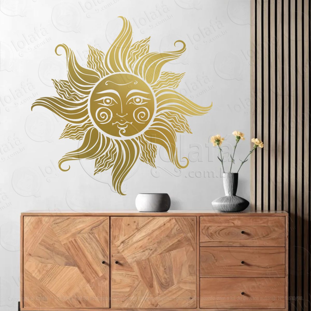 Face do Sol Face Sun Adesivo de Parede Decorativo para Casa, Sala, Quarto, Vidro e Altar Ocultista Mod:251