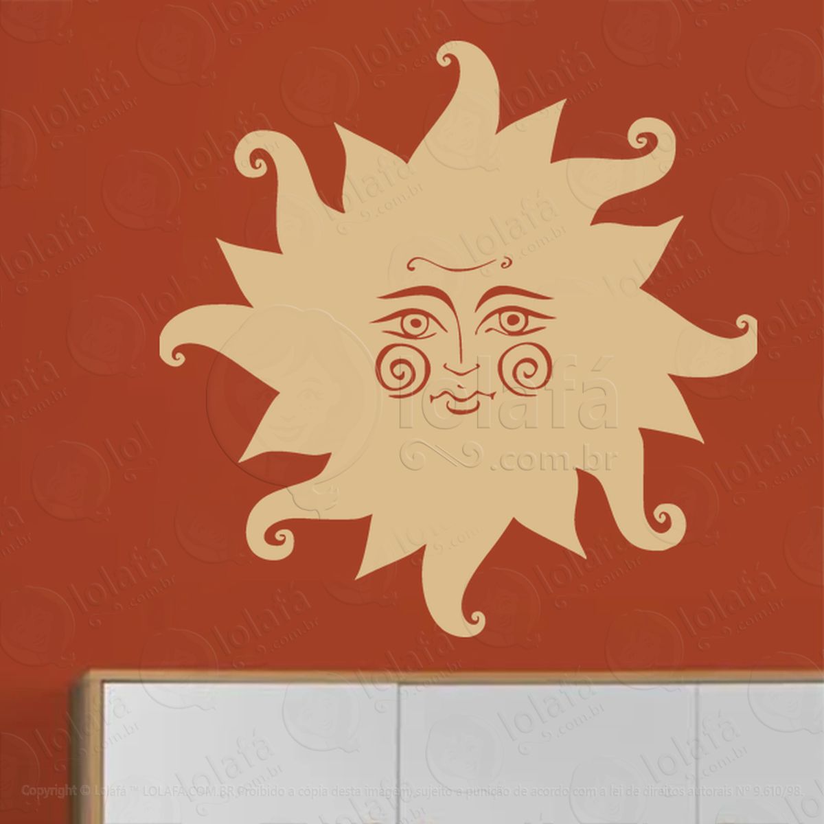 Face do Sol Face Sun Adesivo de Parede Decorativo para Casa, Sala, Quarto, Vidro e Altar Ocultista Mod:252