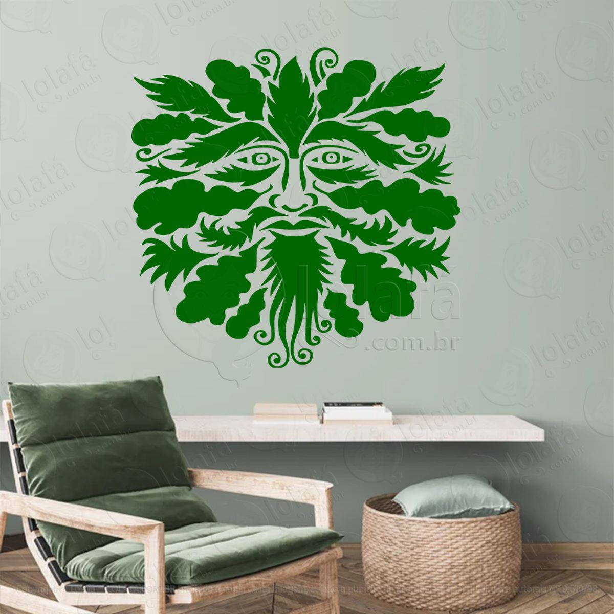 Homem Verde Black Oak Green Man Adesivo de Parede Decorativo para Casa, Sala, Quarto, Vidro e Altar Ocultista Mod:254