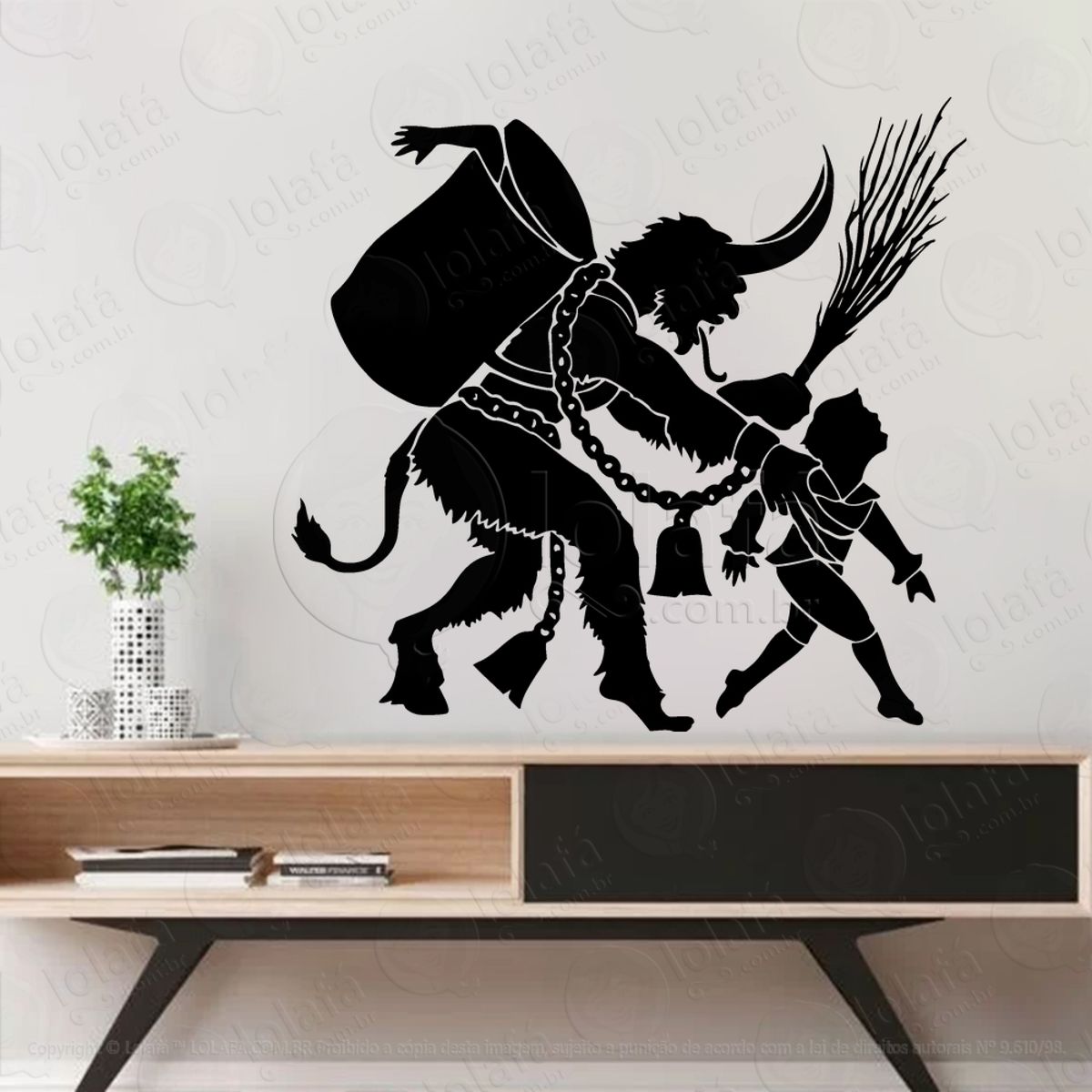 Krampus Adesivo de Parede Decorativo para Casa, Sala, Quarto, Vidro e Altar Ocultista Mod:259