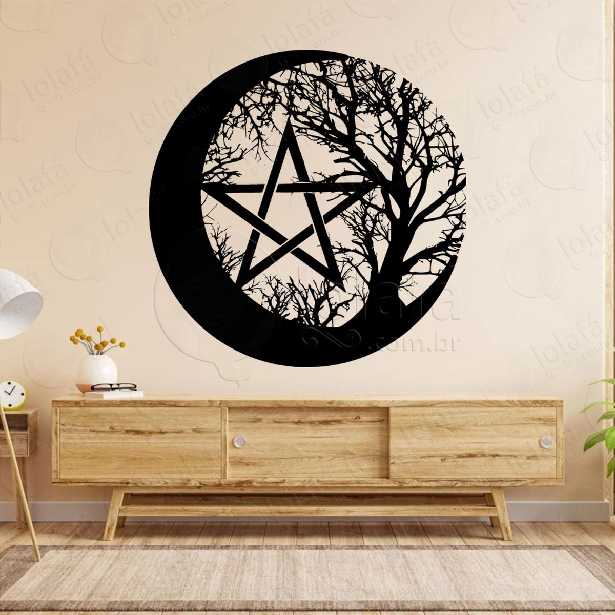 Lua Mística Mystical Moon Adesivo de Parede Decorativo para Casa, Sala, Quarto, Vidro e Altar Ocultista Mod:264