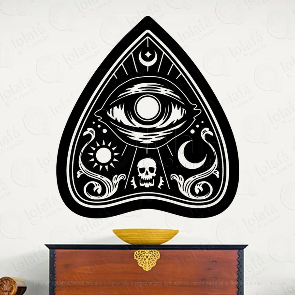 Ouija Adesivo de Parede Decorativo para Casa, Sala, Quarto, Vidro e Altar Ocultista Mod:267