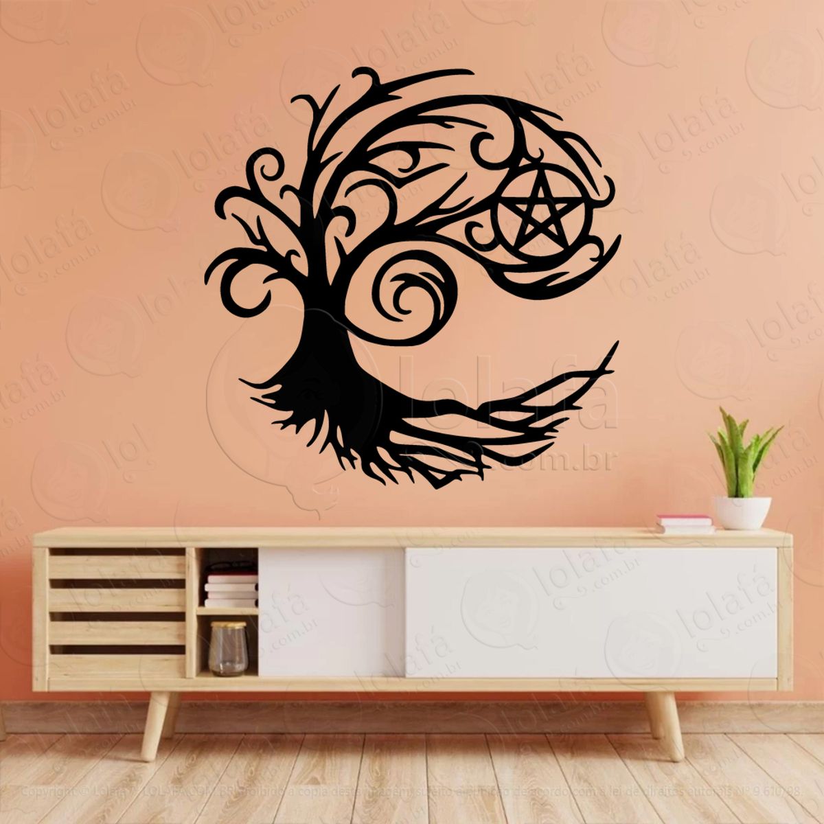 Árvore do Pentáculo Pentacle Tree Adesivo de Parede Decorativo para Casa, Sala, Quarto, Vidro e Altar Ocultista Mod:269