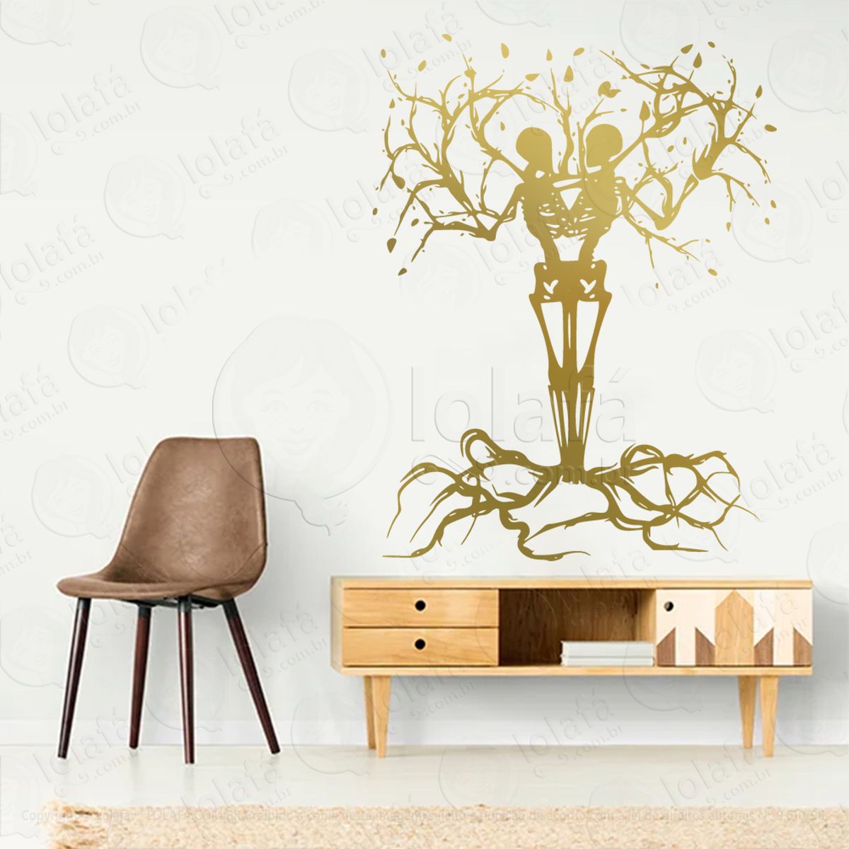 Árvore Esqueleto Skeleton Tree Adesivo de Parede Decorativo para Casa, Sala, Quarto, Vidro e Altar Ocultista Mod:270