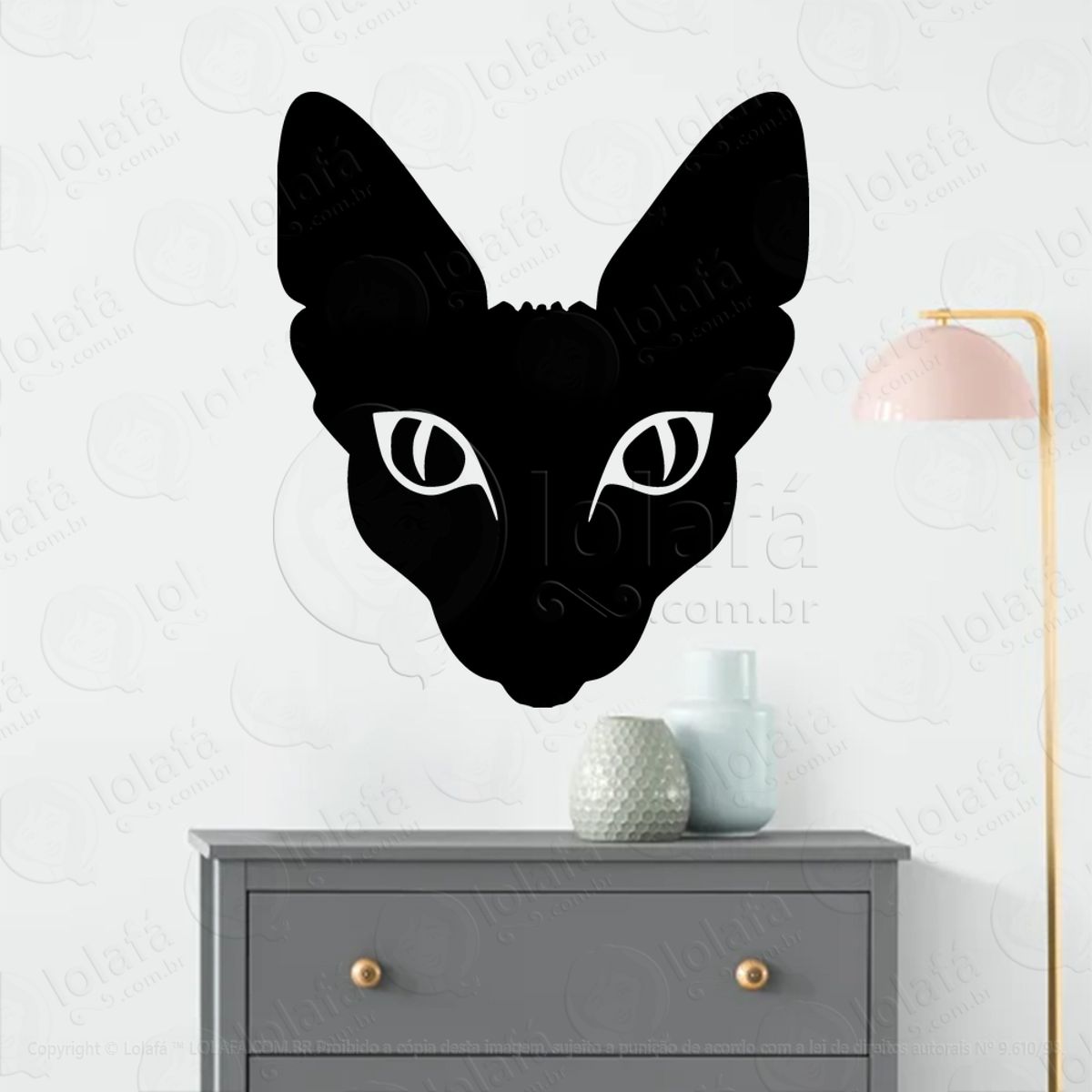 Gato Esfinge Sphinx Cat Adesivo de Parede Decorativo para Casa, Sala, Quarto, Vidro e Altar Ocultista Mod:272