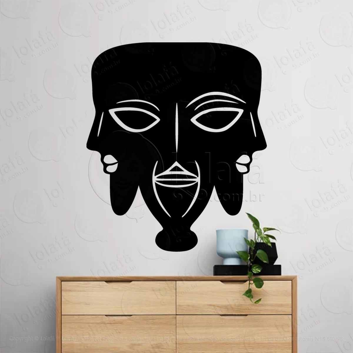 Deus de Três Faces Three Faced God Adesivo de Parede Decorativo para Casa, Sala, Quarto, Vidro e Altar Ocultista Mod:276