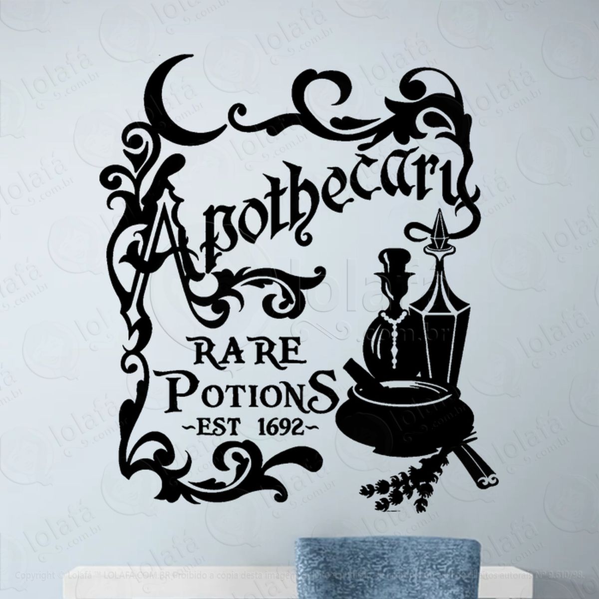 Apothecary Wicca Ervas Bruxaria Adesivo de Parede Decorativo para Casa, Sala, Quarto, Vidro e Altar Ocultista Mod:278