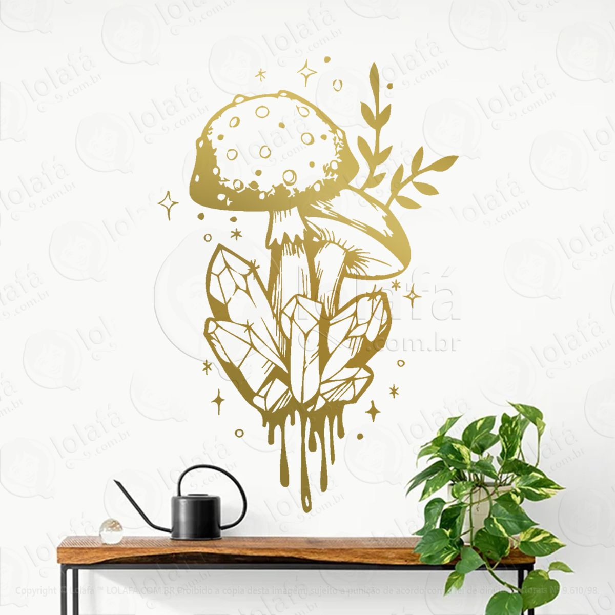 Cogumelos Duendes Magia Adesivo de Parede Decorativo para Casa, Sala, Quarto, Vidro e Altar Ocultista Mod:288