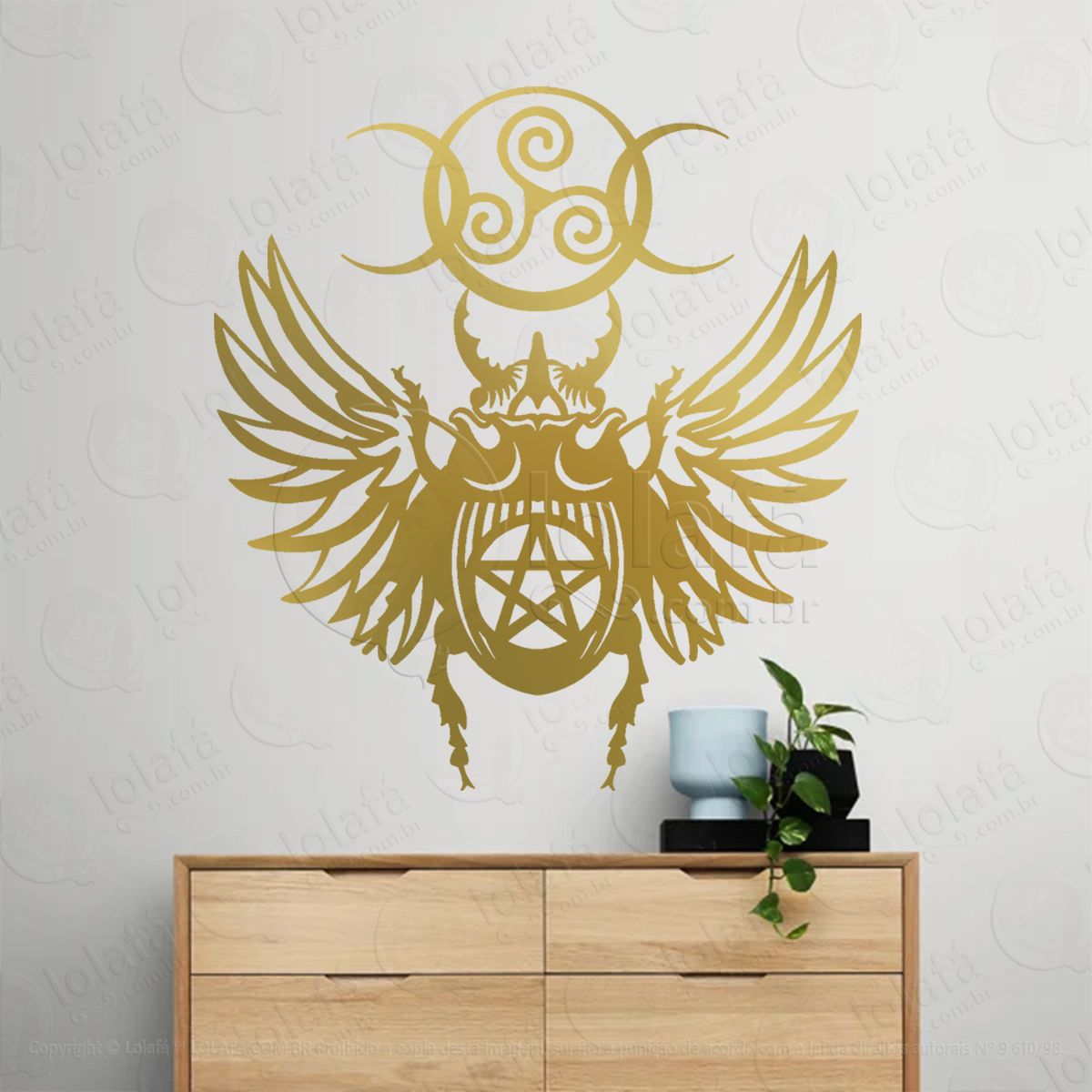 Escaravelho com Símbolo Celta e Pentagrama Adesivo de Parede Decorativo para Casa, Sala, Quarto, Vidro e Altar Ocultista Mod:291