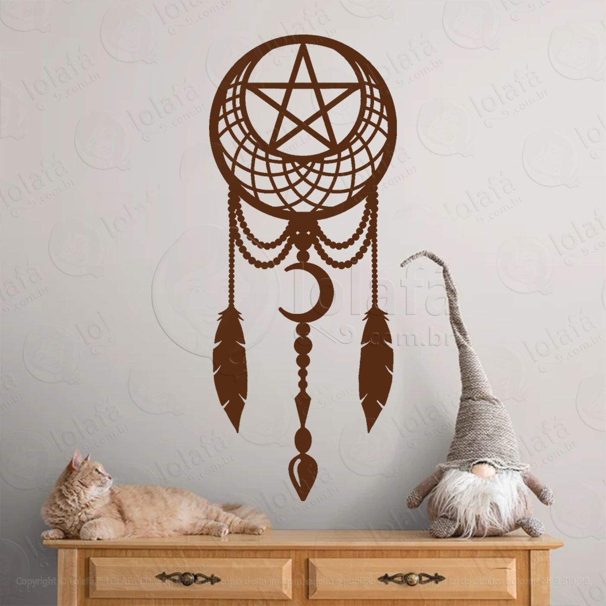 Filtro dos Sonhos com Pentagrama Pagão Adesivo de Parede Decorativo para Casa, Sala, Quarto, Vidro e Altar Ocultista Mod:292