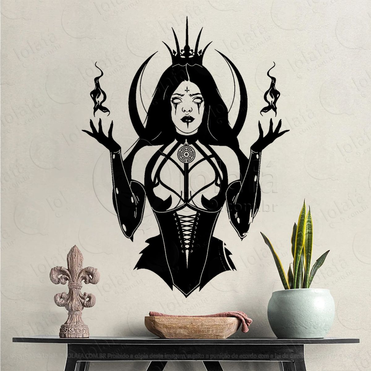 Hécate Deusa Mãe Paganismo Altar Adesivo de Parede Decorativo para Casa, Sala, Quarto, Vidro e Altar Ocultista Mod:297
