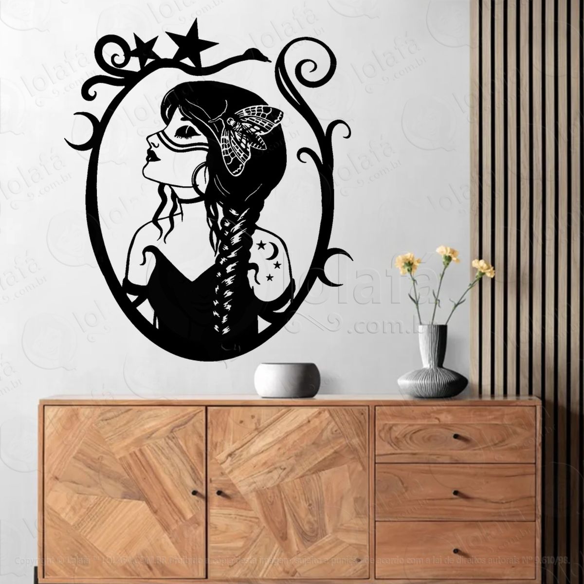 Mariposa da Morte Witch Bruxa Adesivo de Parede Decorativo para Casa, Sala, Quarto, Vidro e Altar Ocultista Mod:304